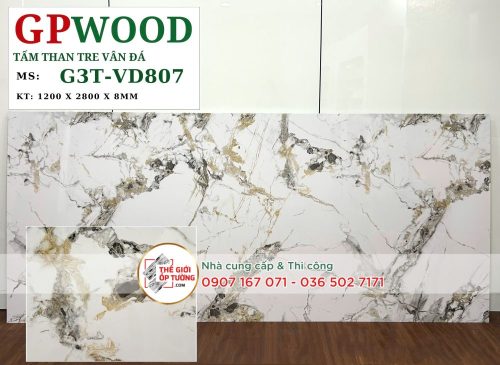 Tấm ốp tường than tre 8mm GPWood vân đá 807