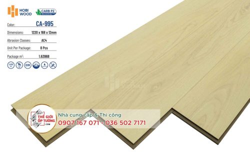 Sàn Gỗ CARB P2 Hobi Wood 12mm đạt tiêu chuẩn xanh 995