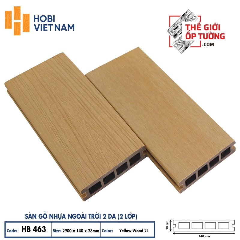 c (1) Sàn gỗ nhựa ngoài trời 2 da cao cấp HOBI - tấm lỗ chữ nhật