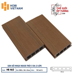Sàn gỗ nhựa ngoài trời 2 da cao cấp HOBI - tấm lỗ chữ nhật