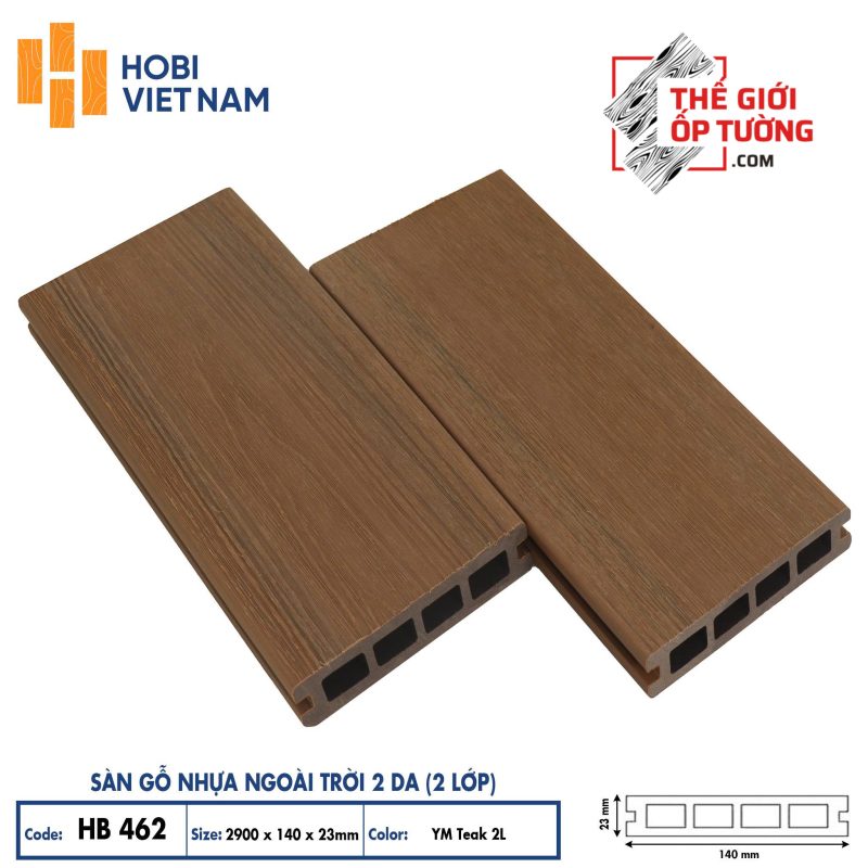c (3) Sàn gỗ nhựa ngoài trời 2 da cao cấp HOBI - tấm lỗ chữ nhật