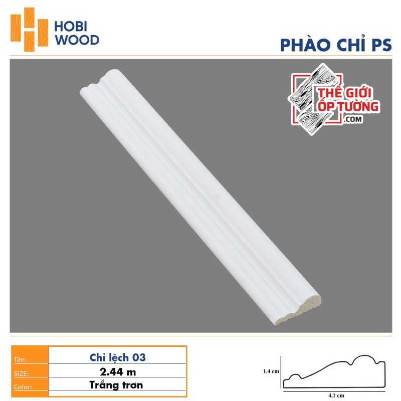 Phào chỉ PS trang trí tường trần HOBI Vietnam - trắng trơn