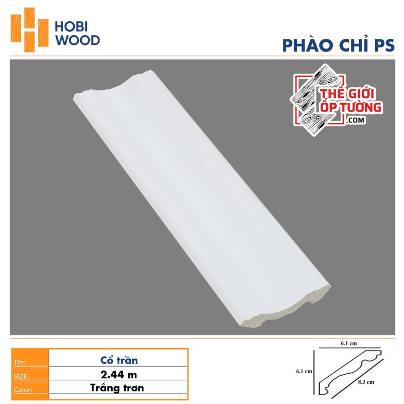Phào chỉ PS trang trí tường trần HOBI Vietnam - trắng trơn