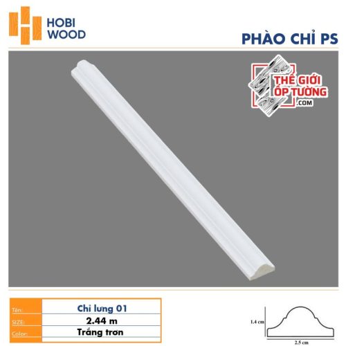 Phào chỉ PS trang trí tường trần HOBI Vietnam - trắng trơn