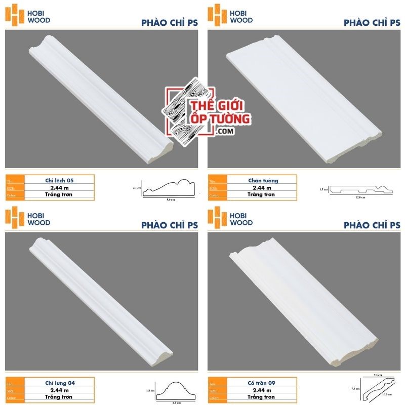 Phào chỉ PS trang trí tường trần HOBI Vietnam - trắng trơn Phào chỉ PS trang trí tường trần HOBI Vietnam - trắng trơn