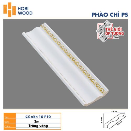 Phào chỉ PS trang trí tường trần HOBI Vietnam - trắng phối vàng