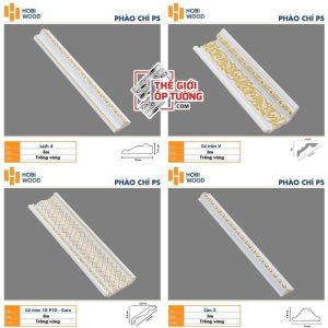 Phào chỉ PS trang trí tường trần HOBI Vietnam - trắng phối vàng