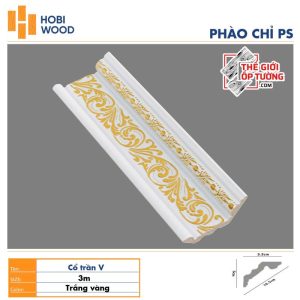 Phào chỉ PS trang trí tường trần HOBI Vietnam - trắng phối vàng