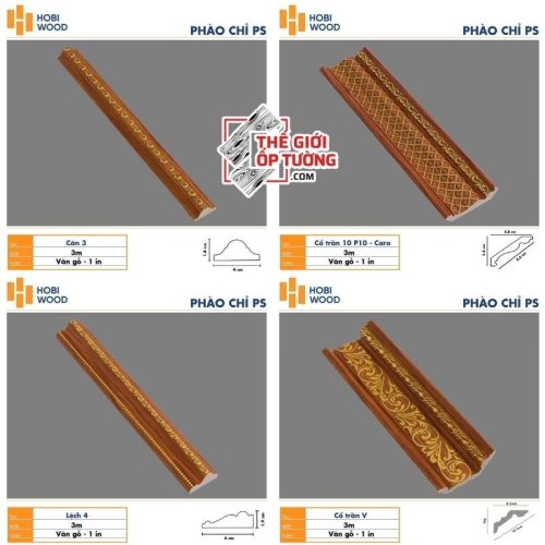 Phào chỉ PS trang trí tường trần HOBI Vietnam - vân gỗ phối vàng