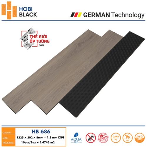 Sàn Gỗ Hobi Black Cốt Đen 686 - sàn gỗ công nghệ Đức