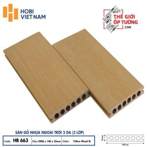 Sàn gỗ nhựa ngoài trời 2 da cao cấp HOBI - tấm lỗ tròn