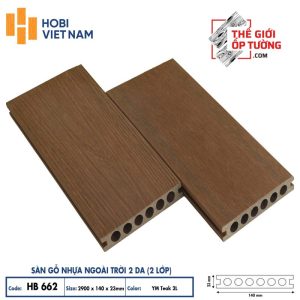 Sàn gỗ nhựa ngoài trời 2 da cao cấp HOBI - tấm lỗ tròn
