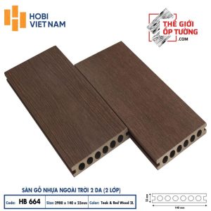Sàn gỗ nhựa ngoài trời 2 da cao cấp HOBI - tấm lỗ tròn