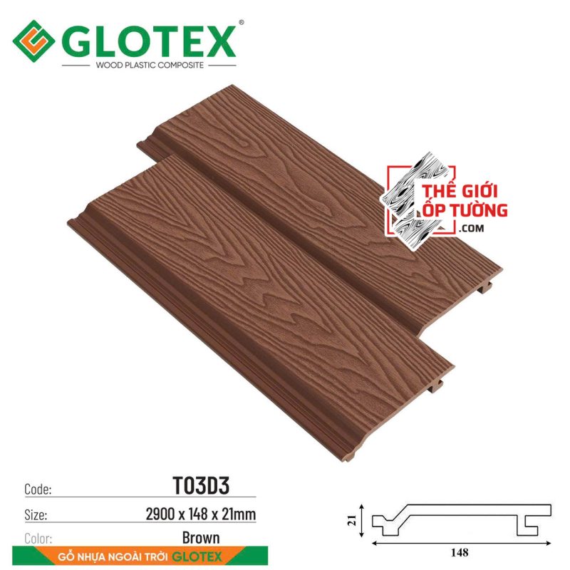 Tấm Ốp Gỗ Nhựa Ngoài Trời Composite Glotex TD3D