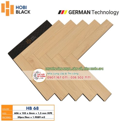 Sàn Gỗ Xương Cá Hobi Black Cốt Đen 68 - sàn gỗ công nghệ Đức