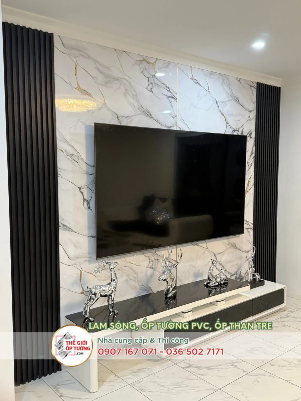 Thi công Tấm Ốp Tường Nano vách phòng khách TPHCM