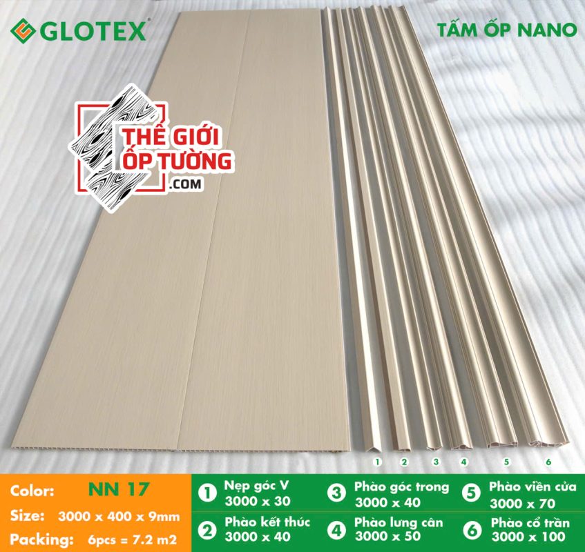 Tấm ốp nano Glotex kèm phụ kiện NN17