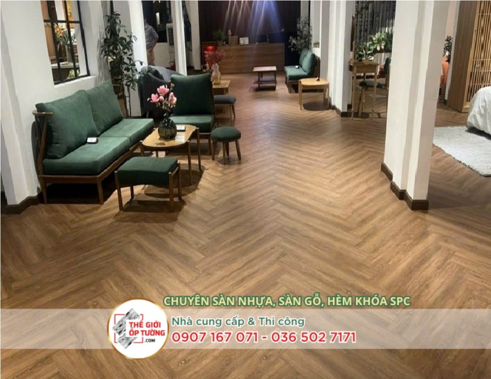 Thi công sàn gỗ xương cá HOBI Black tại TPHCM