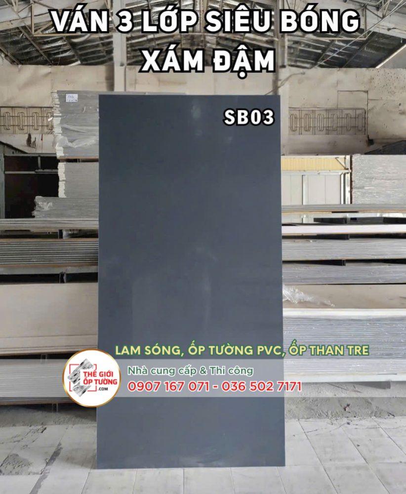 Ốp tường ván nhựa nội thất phủ phim 3 lớp siêu bóng