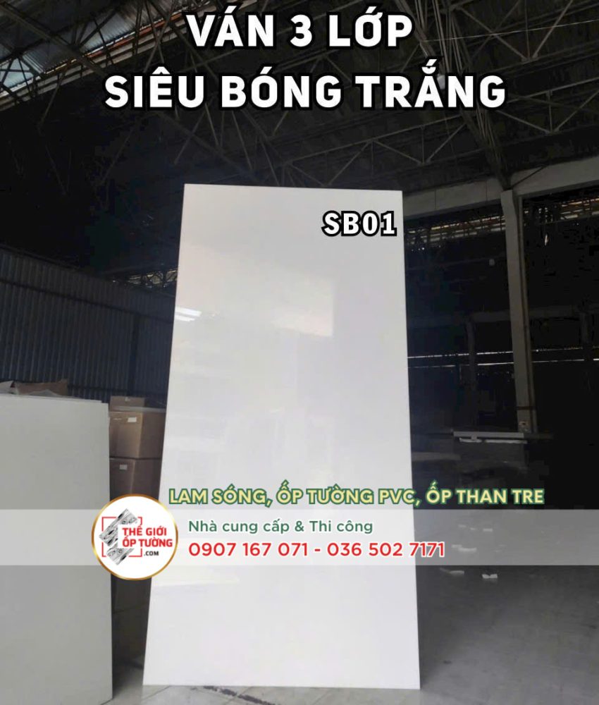 Ốp tường ván nhựa nội thất phủ phim 3 lớp siêu bóng