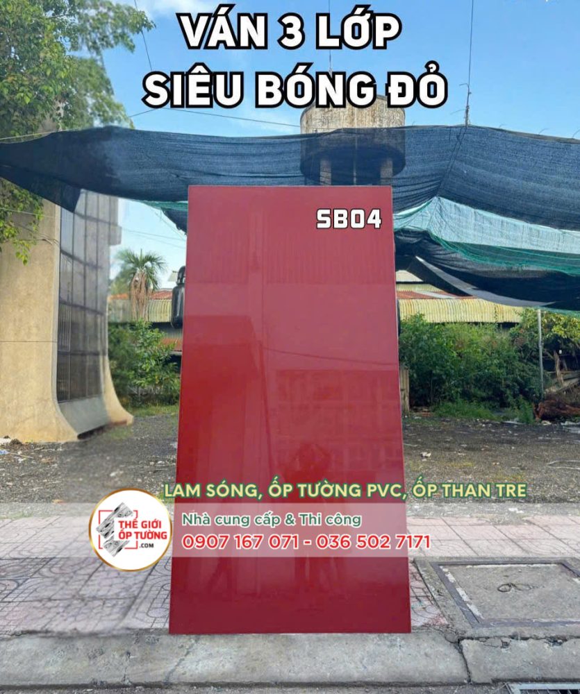 Ốp tường ván nhựa nội thất phủ phim 3 lớp siêu bóng
