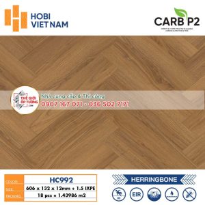 Sàn Gỗ Xương Cá CARB P2 HOBI 12mm tiêu chuẩn xanh 992