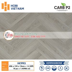 Sàn Gỗ Xương Cá CARB P2 HOBI 12mm tiêu chuẩn xanh 993