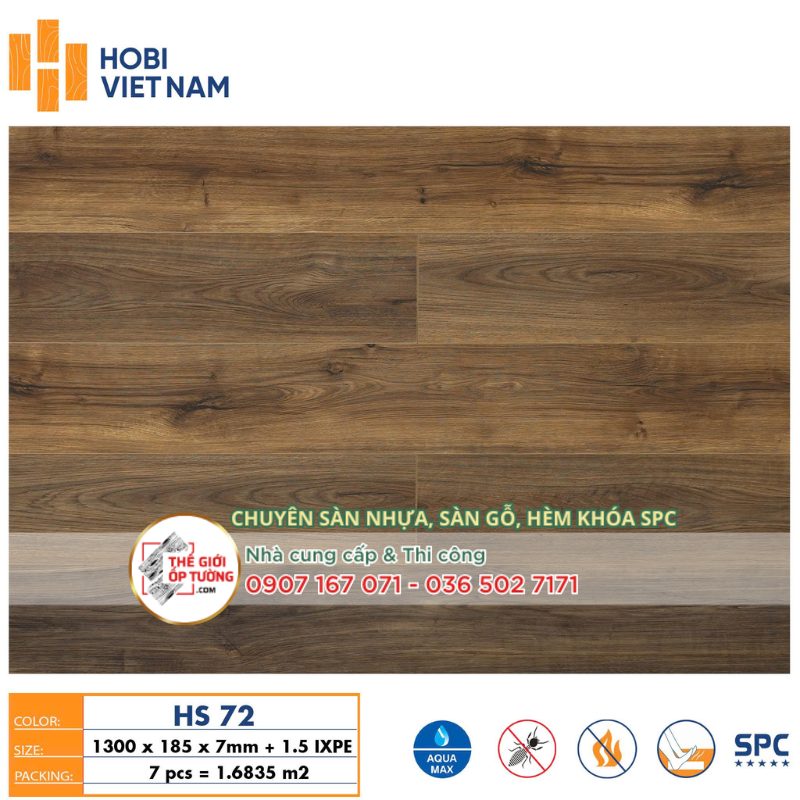 Sàn Nhựa Gỗ SPC Hèm Khóa HOBI 8.5mm 72