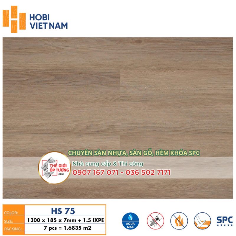Sàn Nhựa Gỗ SPC Hèm Khóa HOBI 8.5mm 75