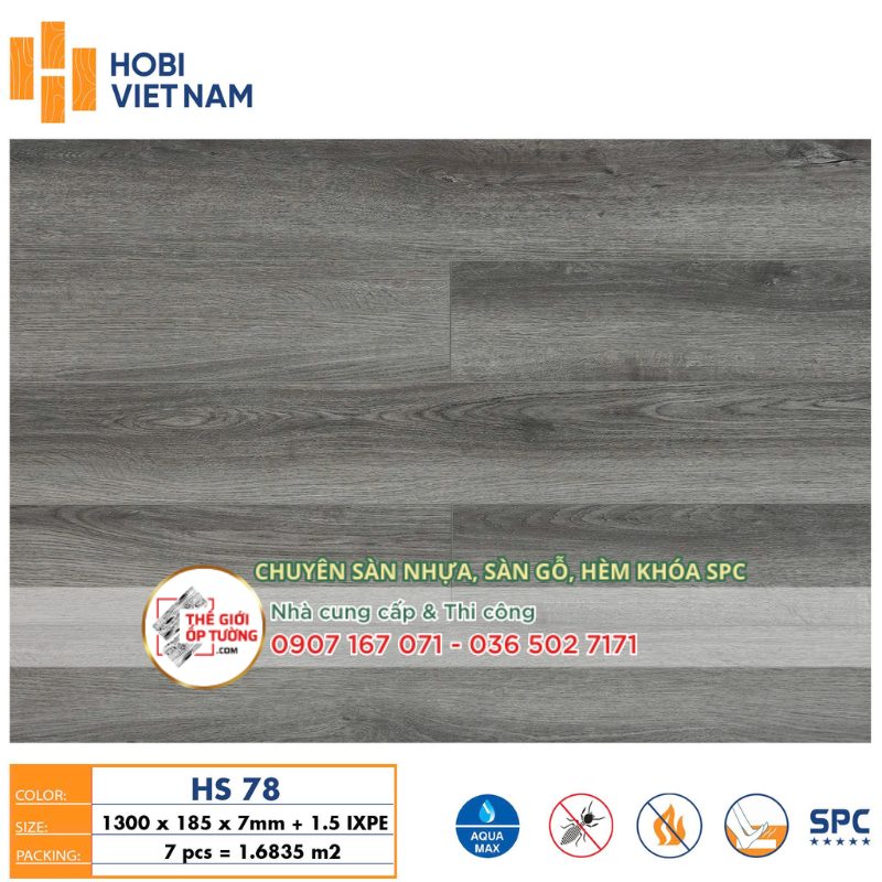 Sàn Nhựa Gỗ SPC Hèm Khóa HOBI 8.5mm 78