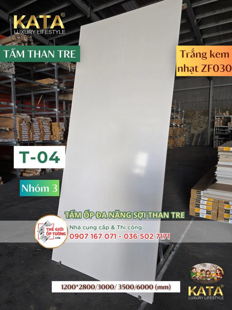 Ốp tường than tre KATA trắng kem nhạt 04