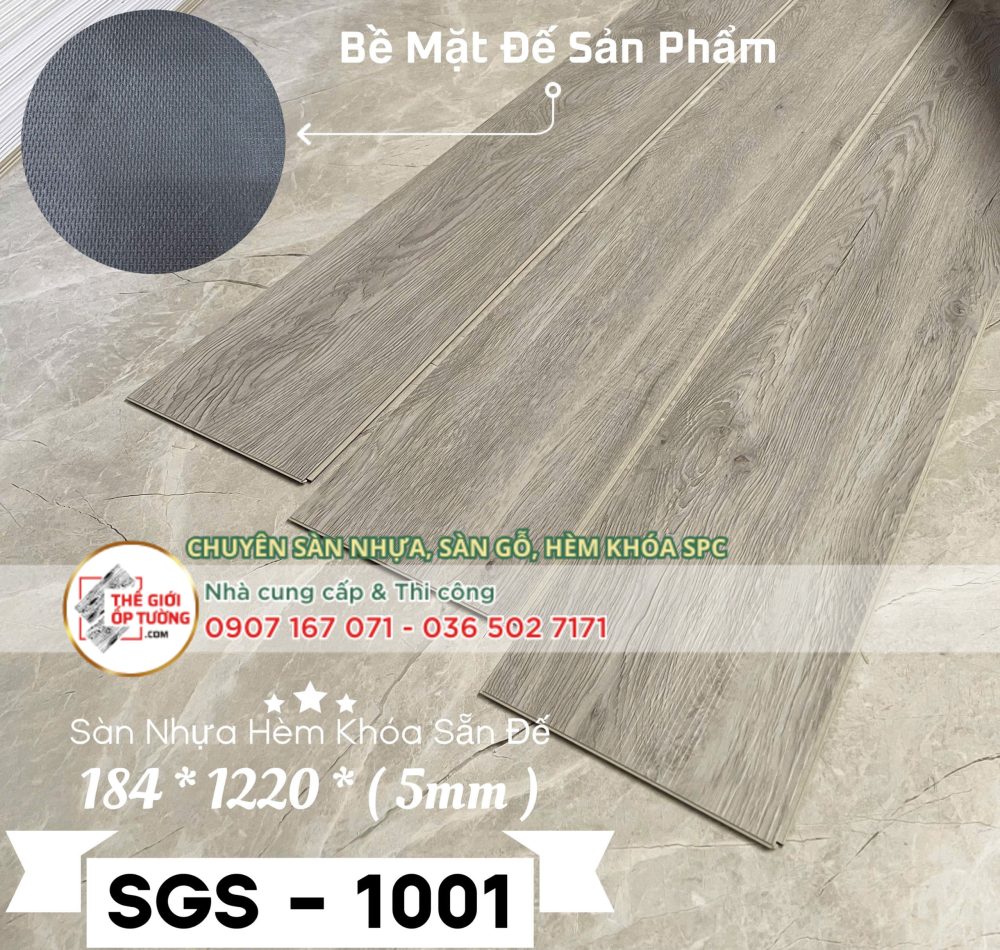 Sàn Nhựa Vân Gỗ Hèm Khóa Sẵn Đế SGS 5mm 1001