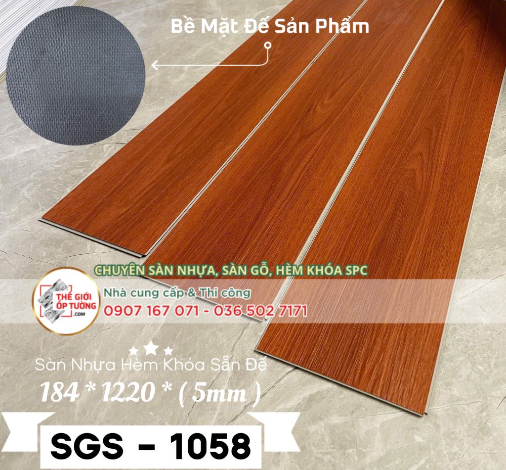 Sàn Nhựa Vân Gỗ Hèm Khóa Sẵn Đế SGS 5mm 1058