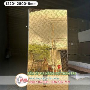 Tấm ốp tường than tre gương vàng HT04