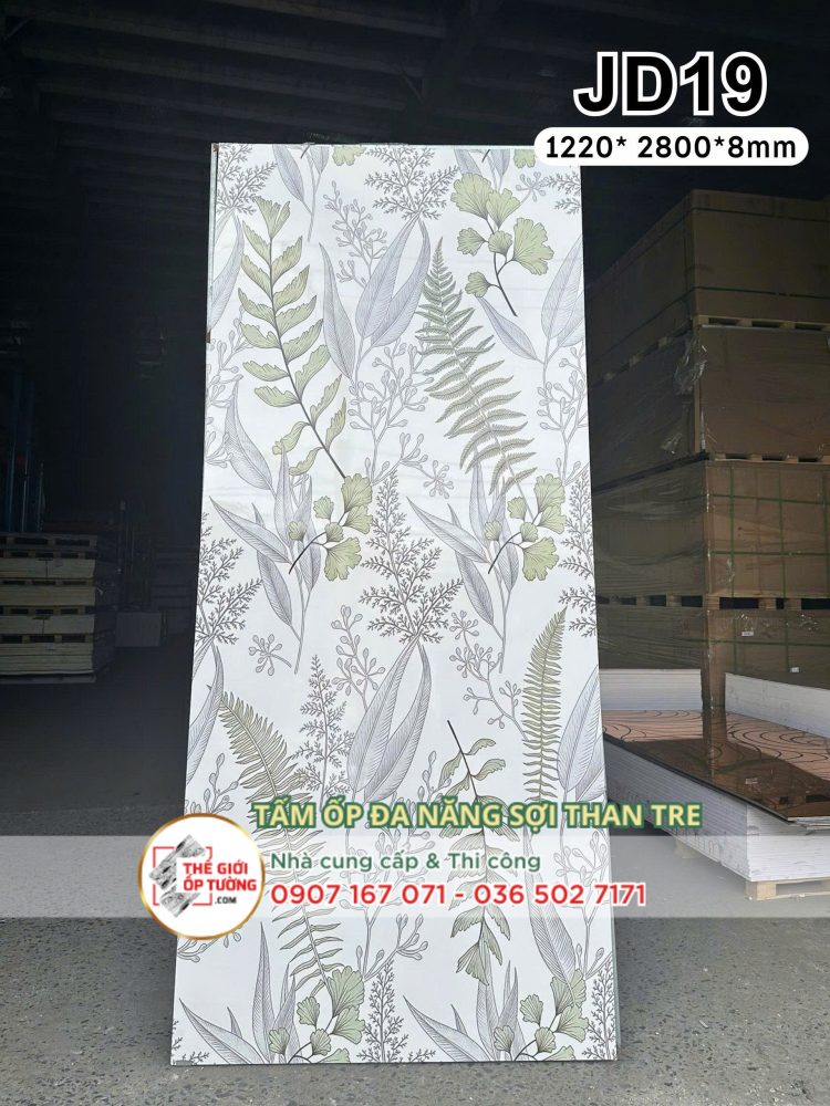 Tấm ốp tường than tre vẽ hoa JD19