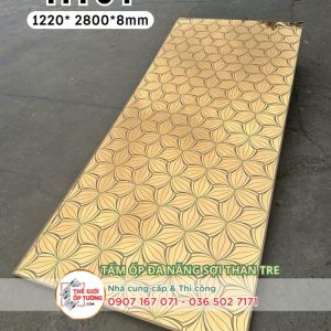Tấm ốp tường than tre gương vàng HT01
