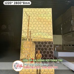 Tấm ốp tường than tre gương vàng HT01