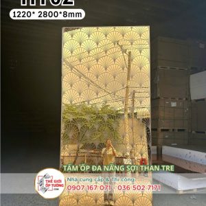 Tấm ốp tường than tre gương vàng HT02