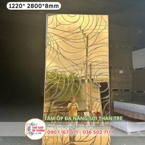 Tấm ốp tường than tre gương vàng HT03
