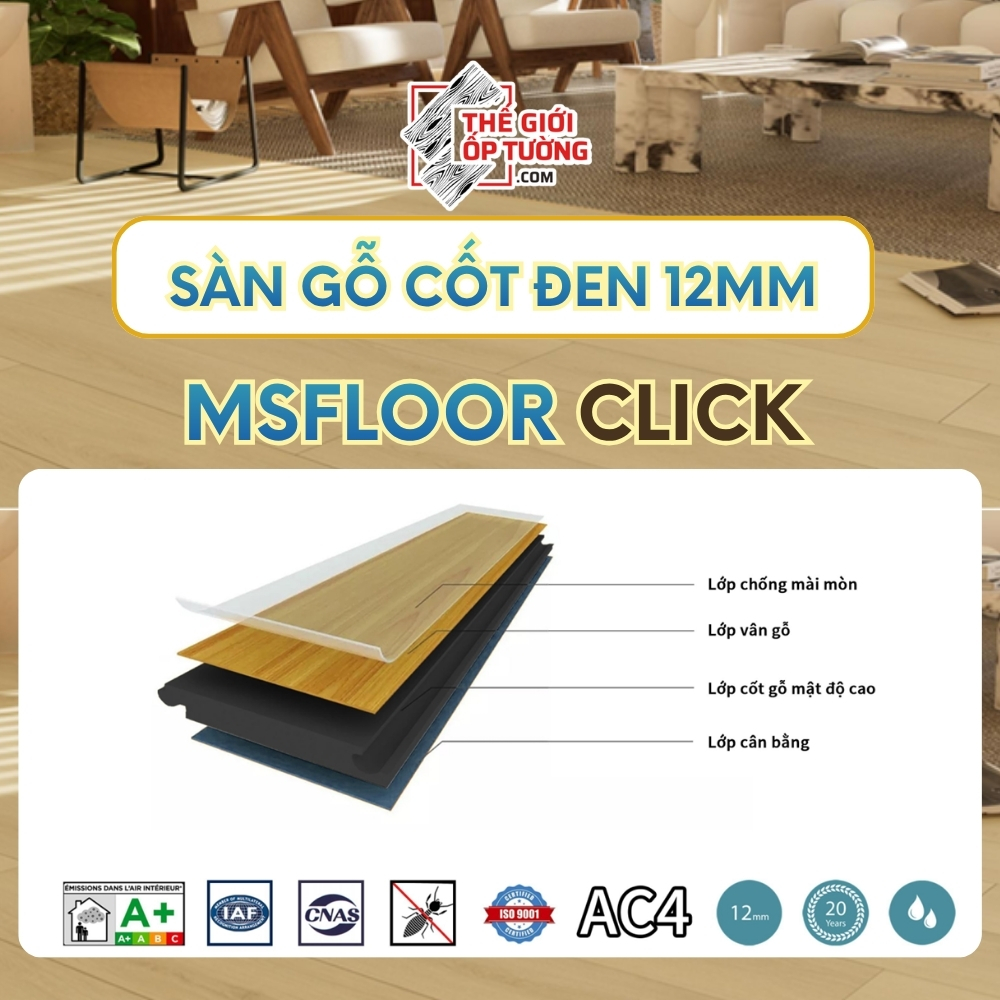 Sàn Gỗ Cốt Đen 12mm MSFLOOR Click 03