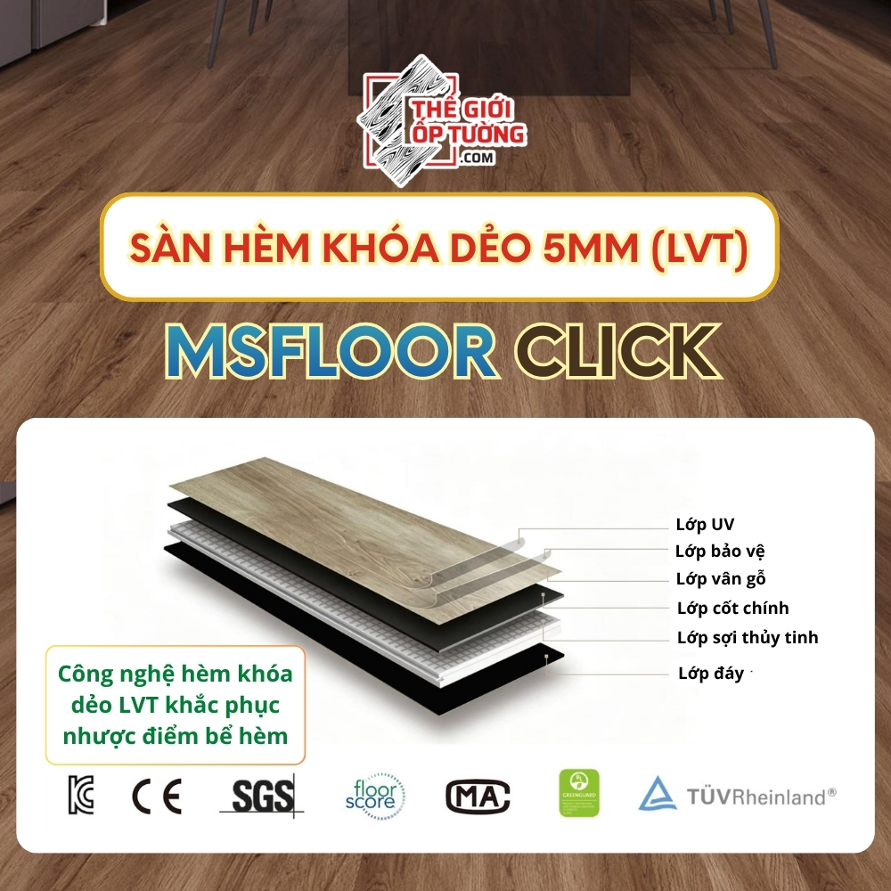 Sàn nhựa gỗ hèm khóa dẻo LVT 5mm MS Floor