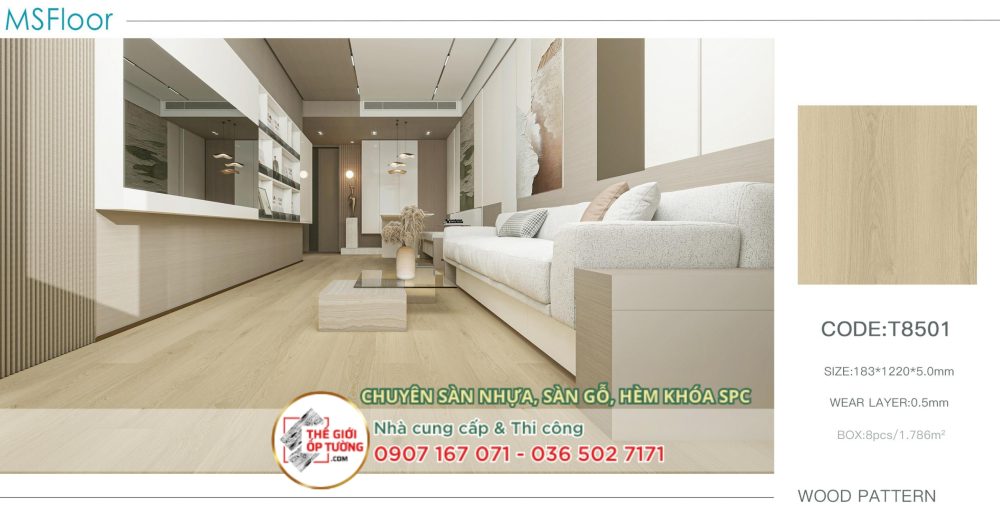 Sàn nhựa gỗ hèm khóa dẻo LVT 5mm MS Floor 01