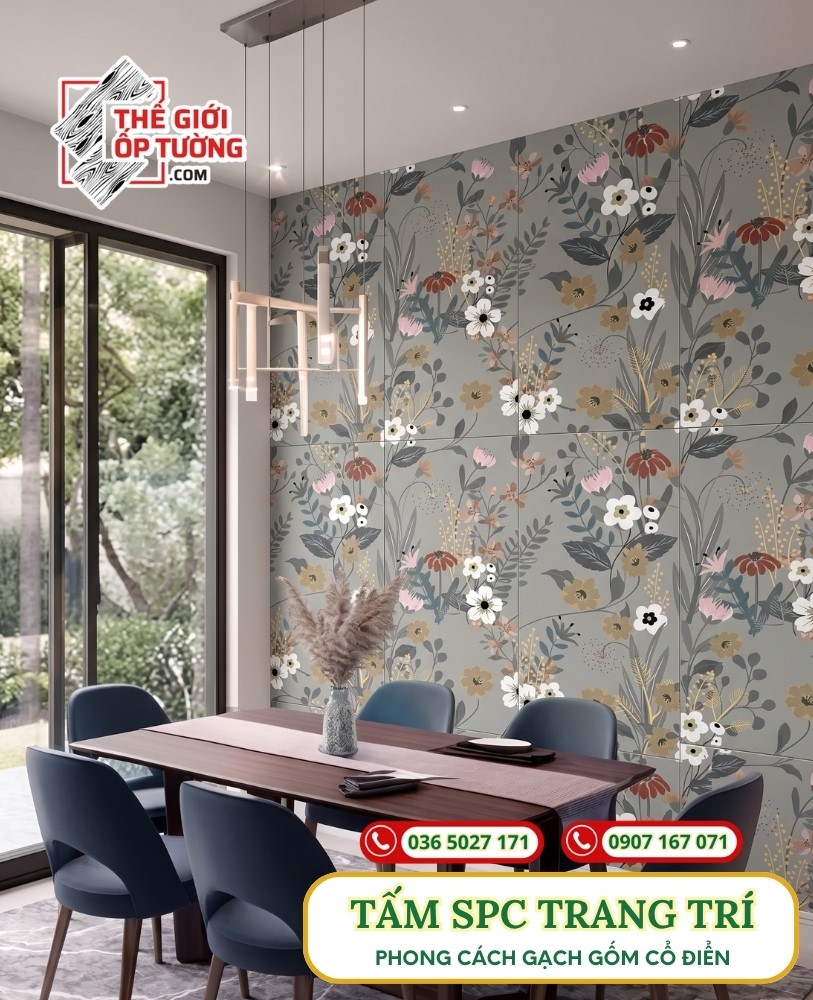 tấm ốp spc hoa văn gạch gốm