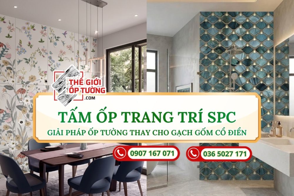 Tấm Ốp Trang Trí SPC - Ốp Nội Thất Phong Cách Gạch Gốm Cổ Điển