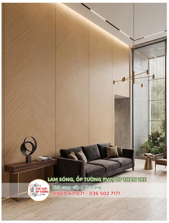 Thế Giới Ốp Tường - Cung cấp và thi công PVC phủ phim than tre HOBI