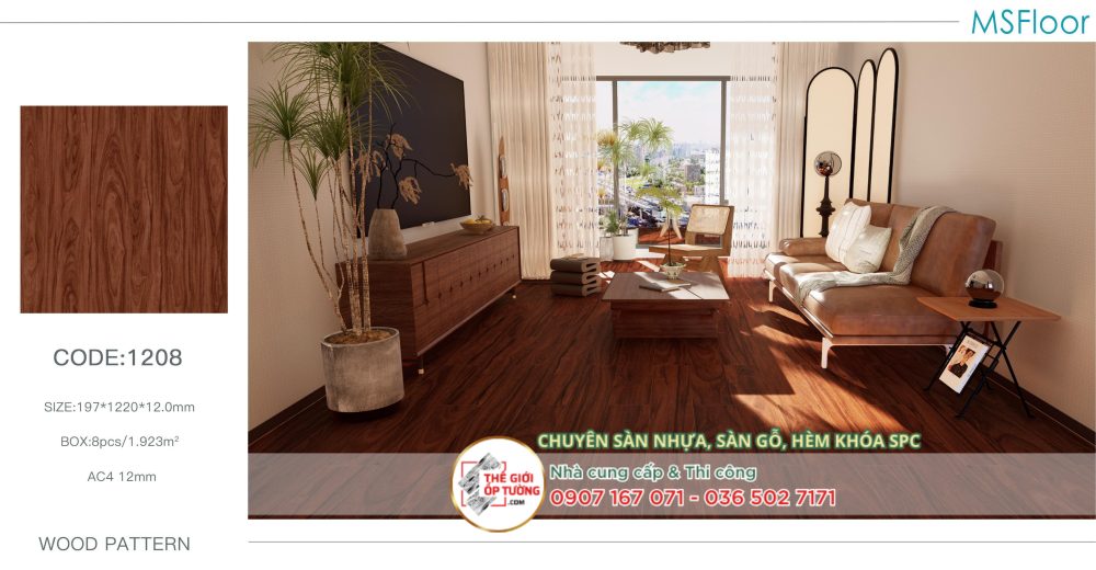 Sàn Gỗ Cốt Đen 12mm MSFLOOR Click 08