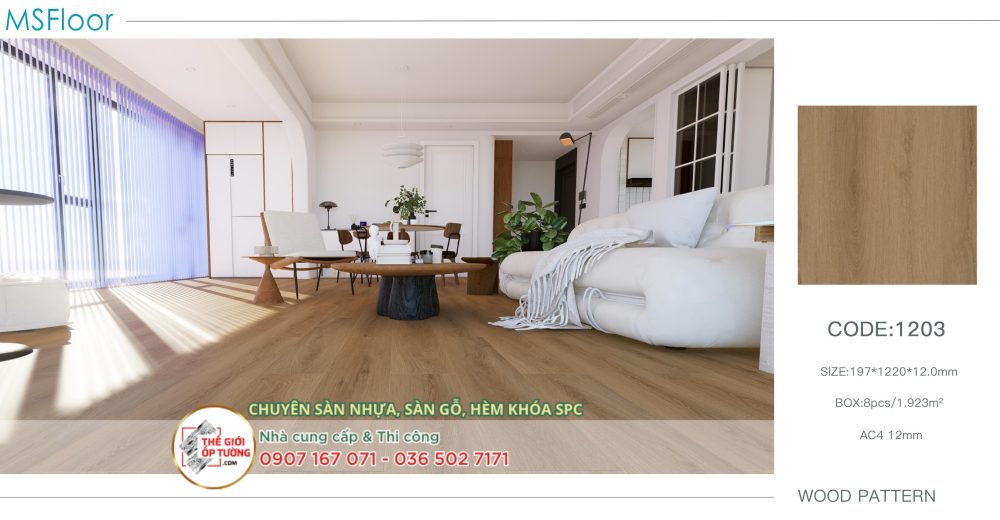 Sàn Gỗ Cốt Đen 12mm MSFLOOR Click 03