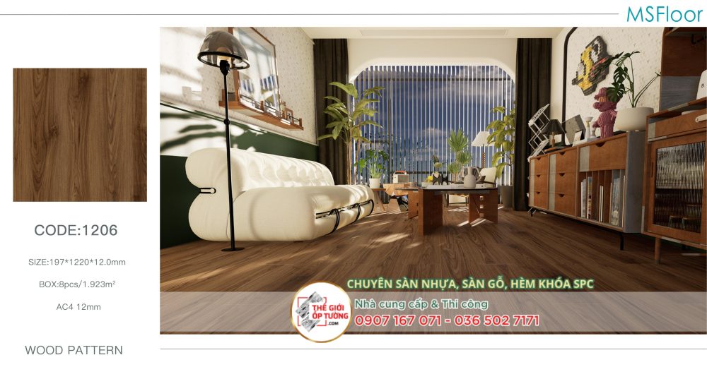 Sàn Gỗ Cốt Đen 12mm MSFLOOR Click 06