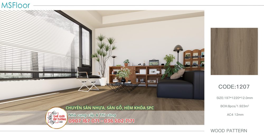 Sàn Gỗ Cốt Đen 12mm MSFLOOR Click 07