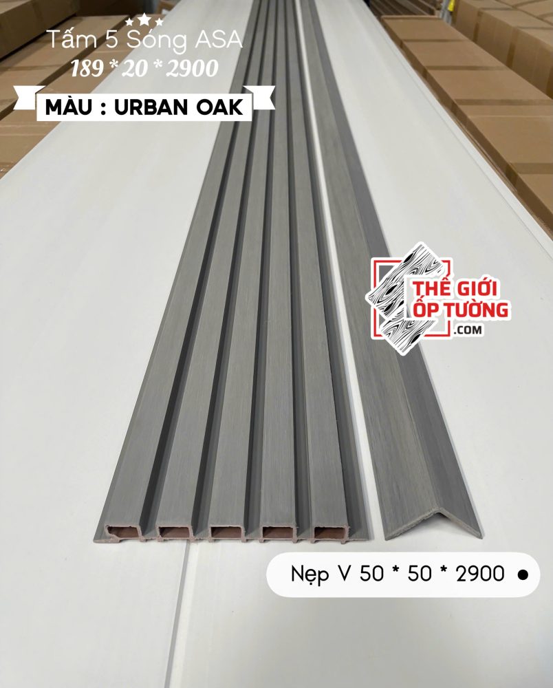 Ốp Gỗ Nhựa Composite Ngoài Trời ASA Lam 5 sóng URBAN OAK